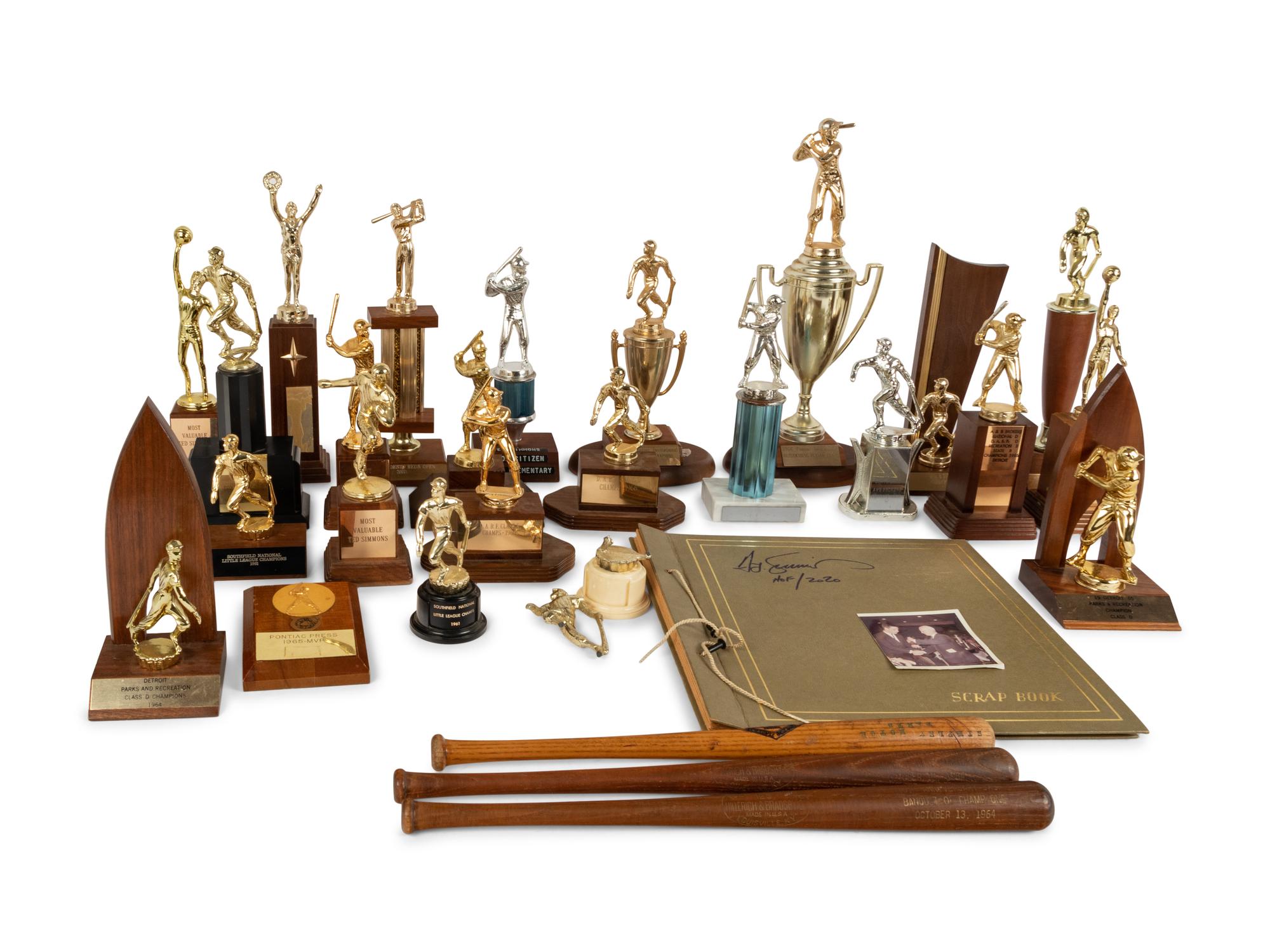 A Large Group of Childhood Baseball Trophies, Awards and a Senior Year Scrapbook from The Collection of Baseball Hall of Famer Ted Simmons,