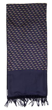 An Hermes Navy Cashmere and Silk Muffler, 54" x 11".