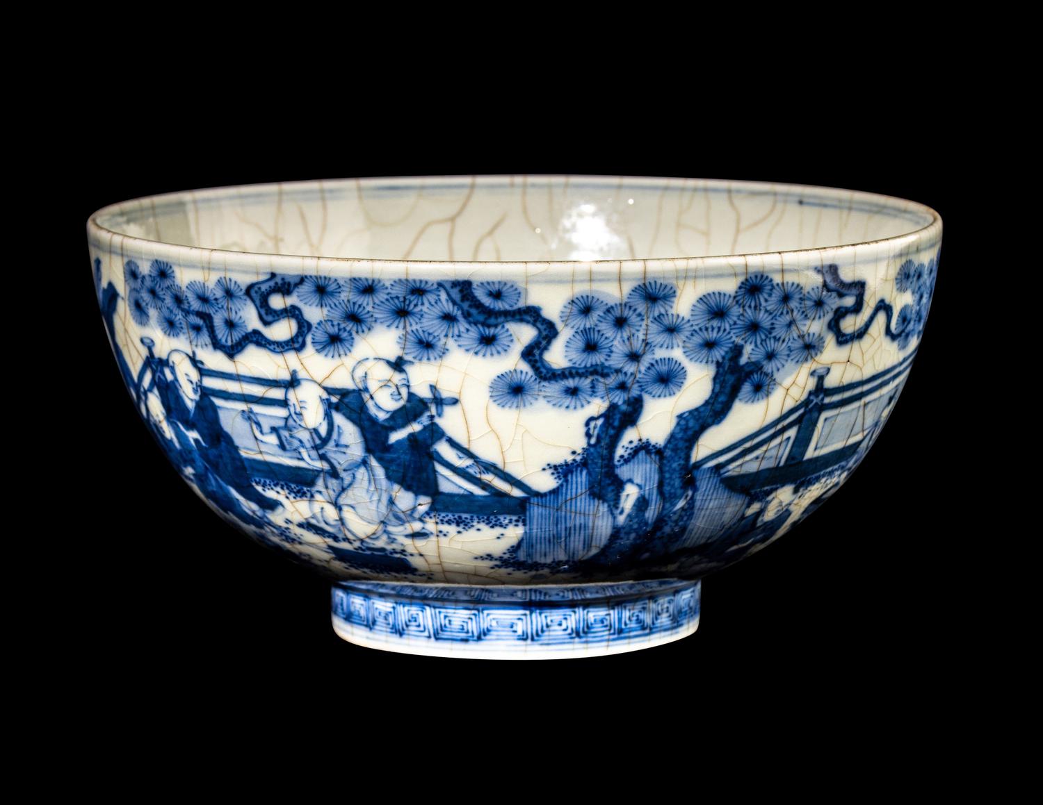 A Chinese Blue and White Porcelain 'Boys' Bowl