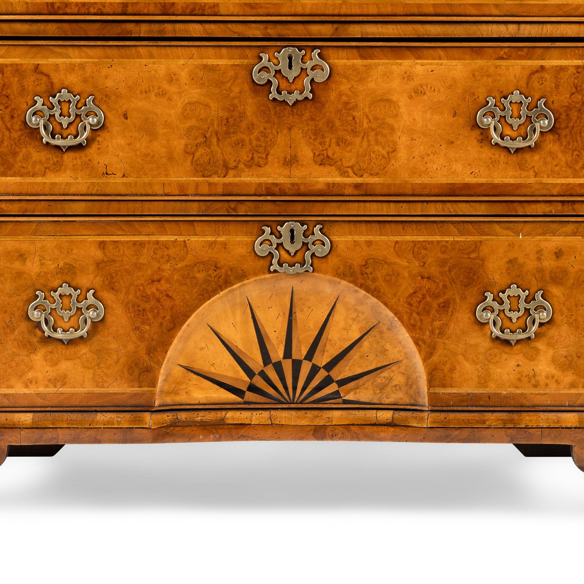 A George III Burl Walnut Chest-on-Chest