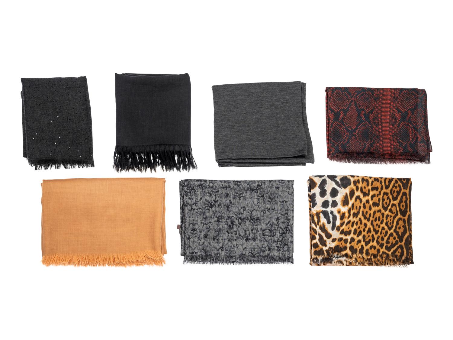 Seven Designer Scarves: One Brunello Cucinelli, Two Eskandar, One Akris, One Hermès, One Loro Piana, One Yves Saint Laurent Rive Gauche