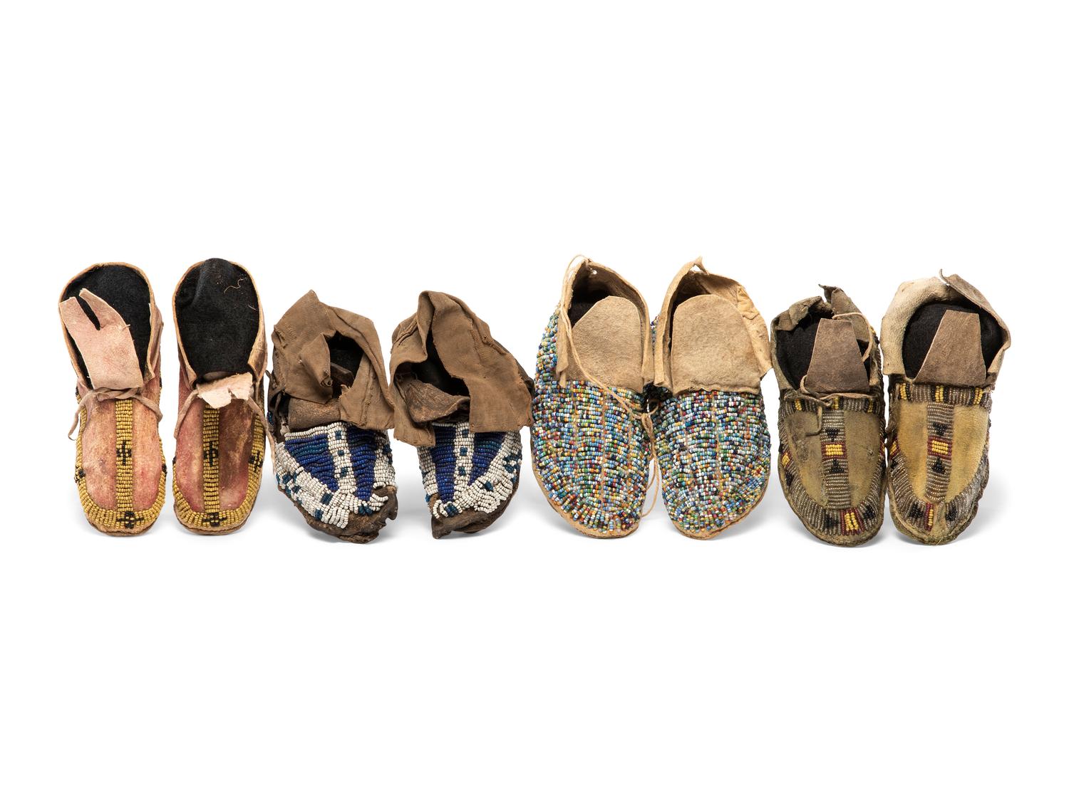 Plains Children's Beaded Hide Moccasins