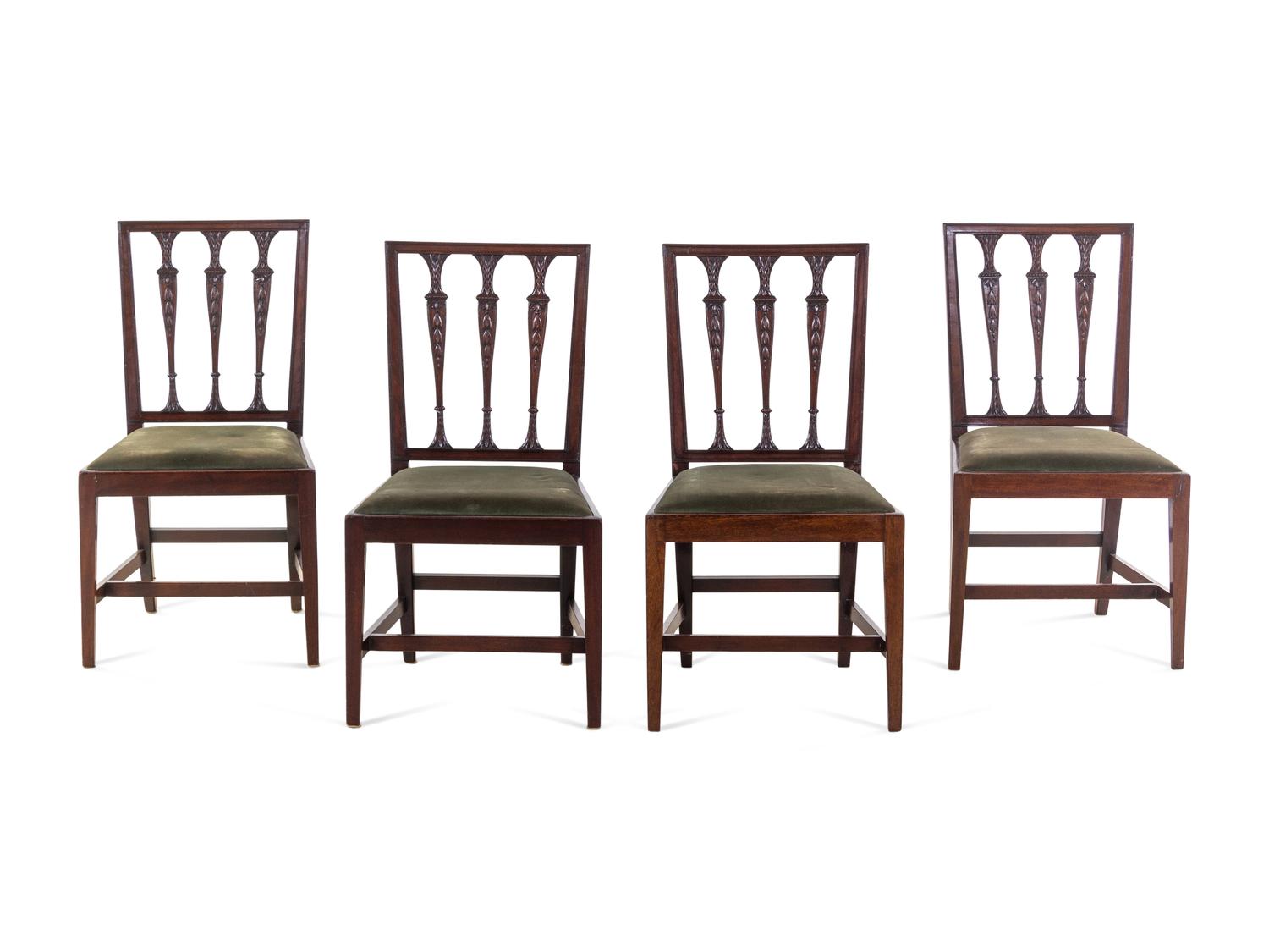 A Set of Four George III Style Mahogany Side Chairs