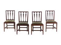 A Set of Four George III Style Mahogany Side Chairs