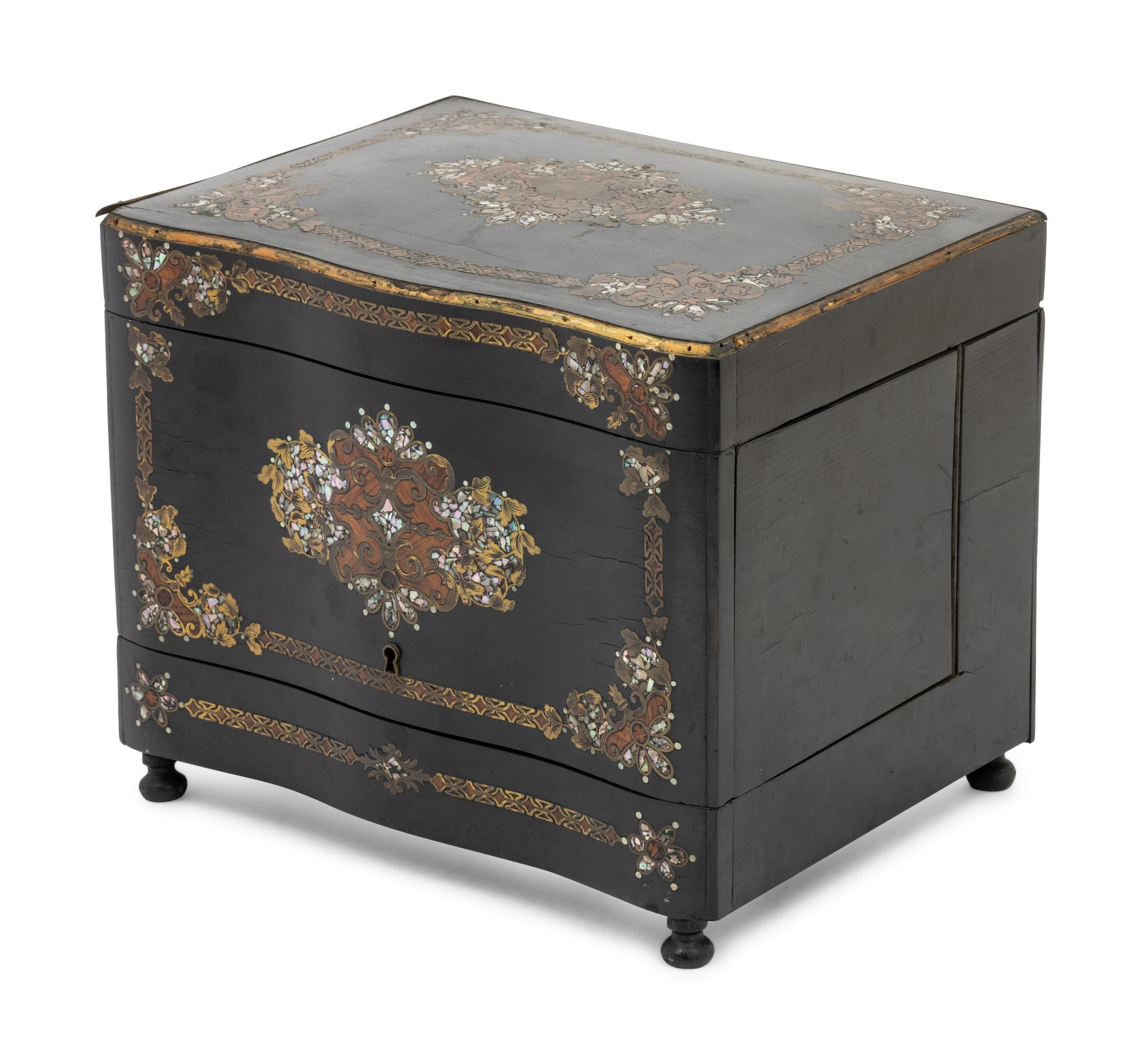 A French Mother-of-Pearl Inlaid Ebonized Cave à Liqueur