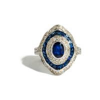WHITE GOLD, DIAMOND, AND MULTIGEM RING AND EARRINGS