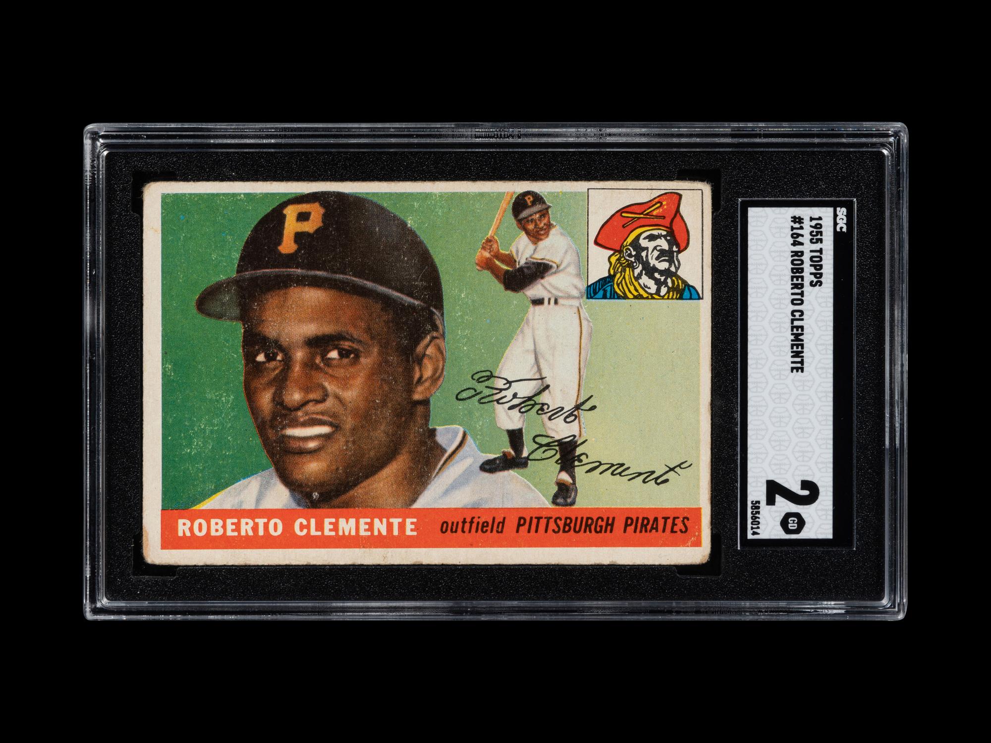 A 1955 Topps Roberto Clemente Rookie Baseball Card No. 164 (SGC 2 GOOD)