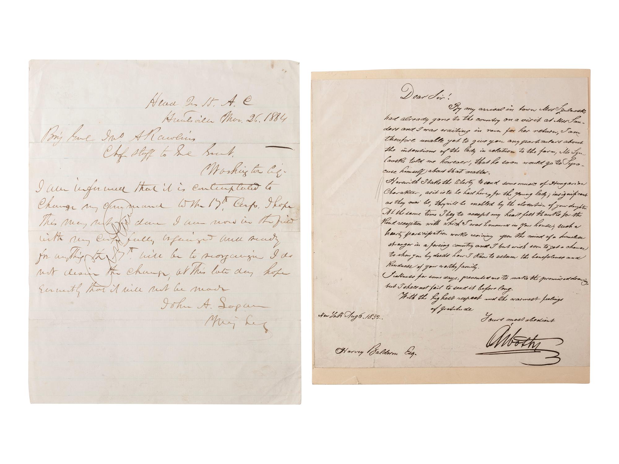 [CIVIL WAR]. Autographs from Civil War soldiers incl. Generals SHERMAN, MCCLELLAN, and BUTLER.