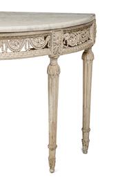 A Louis XVI White-Painted Marble-Top Console Table