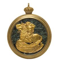 A Continental Marble and Gilt Bronze Roundel, Diameter 10 1/4 inches.