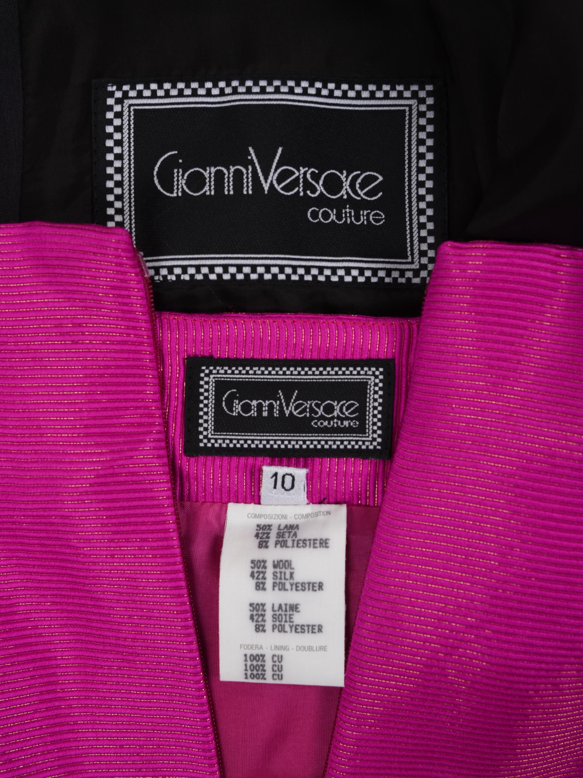 Three Designer Skirt Suits: One Gianni Versace, One Oscar de la Renta, and One Moschino, 1990s