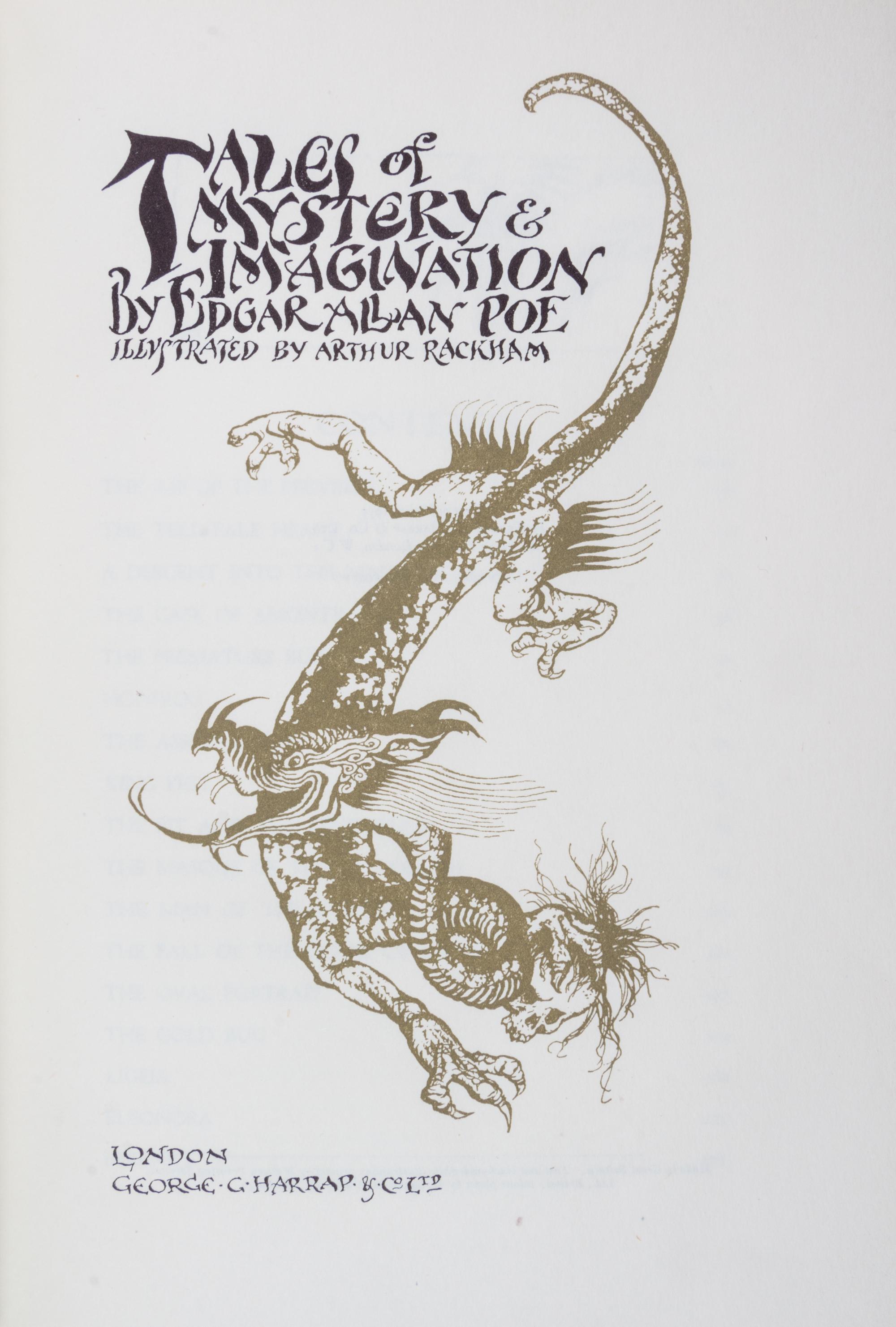 (WEITZ-COLEMAN; RACKHAM, ARTHUR) POE, EDGAR ALLAN. Tales of Mystery and Imagination. London, 1935. Finely bound by Herbie Weitz
