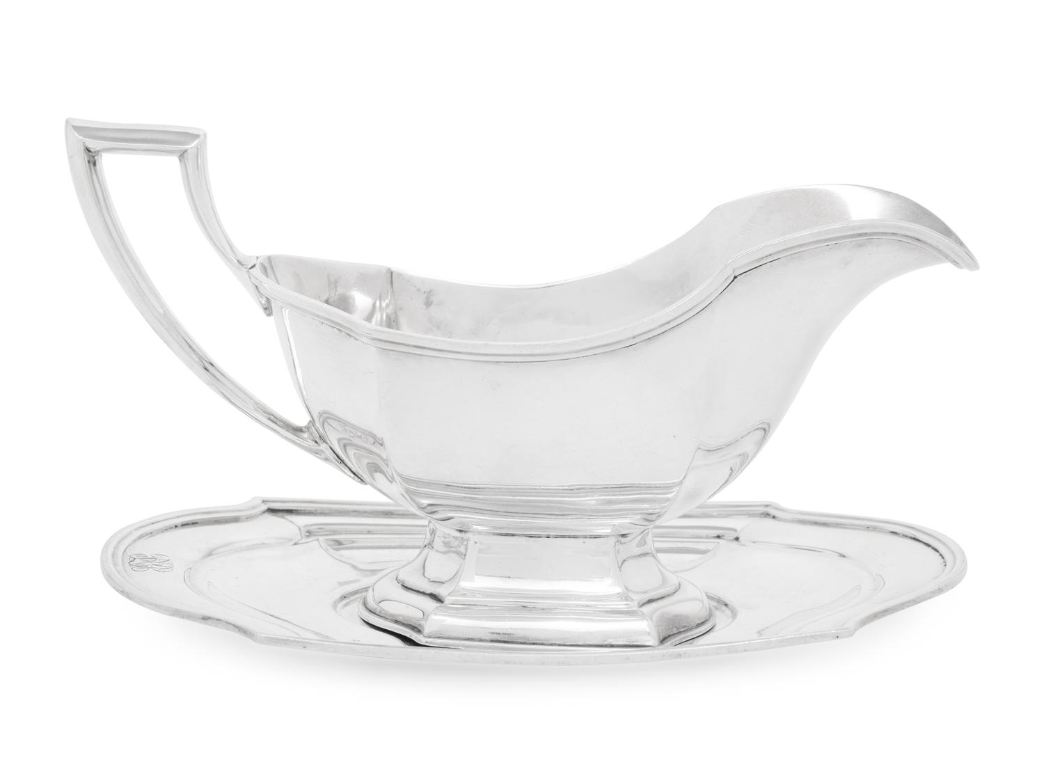 An American Silver Sauce Boat and Underplate