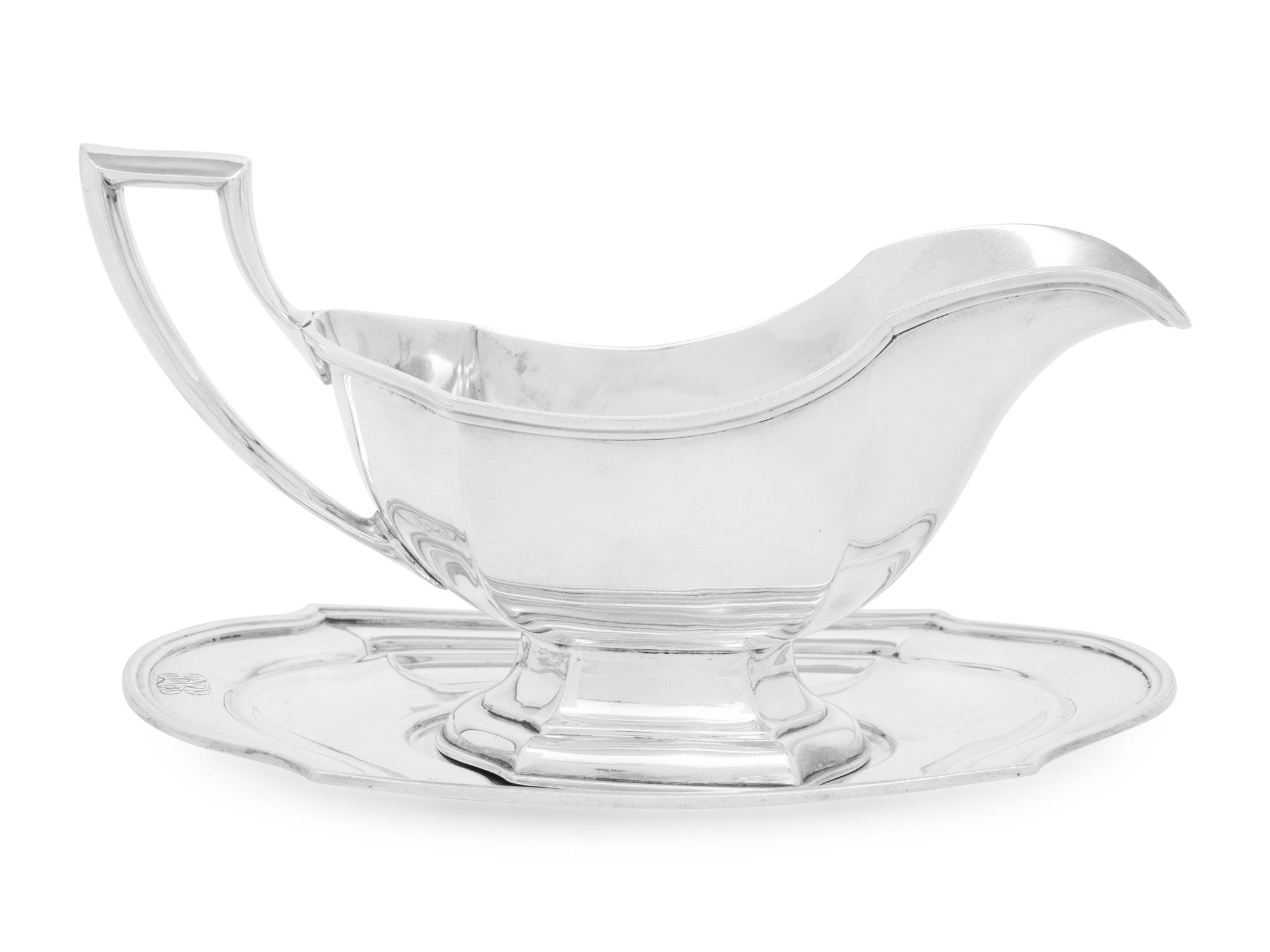 An American Silver Sauce Boat and Underplate