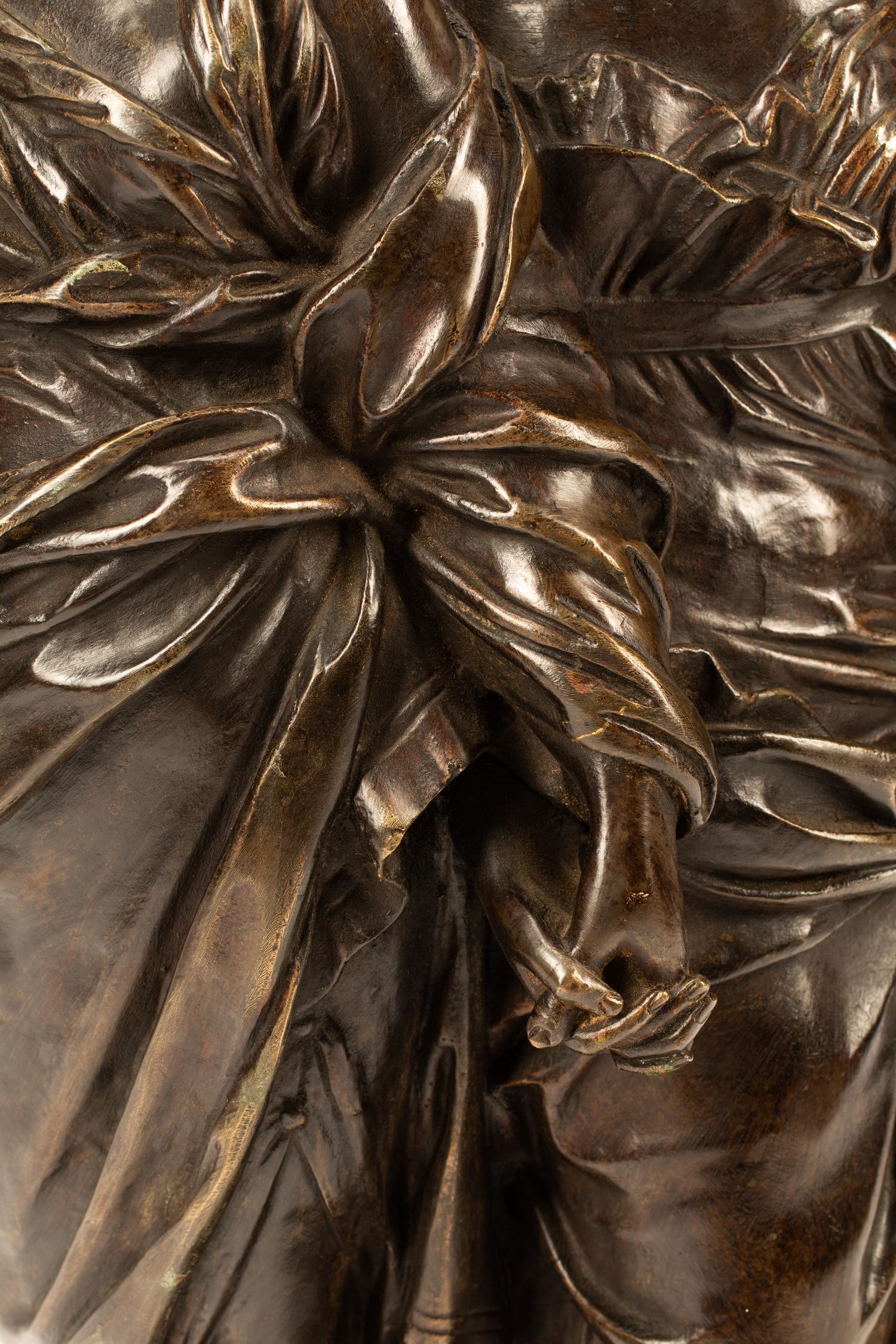 After Guillaume II Coustou (French, 19th Century) La Musique s'inspire de la Poesie bronze signed Coustou Height 30 inches.