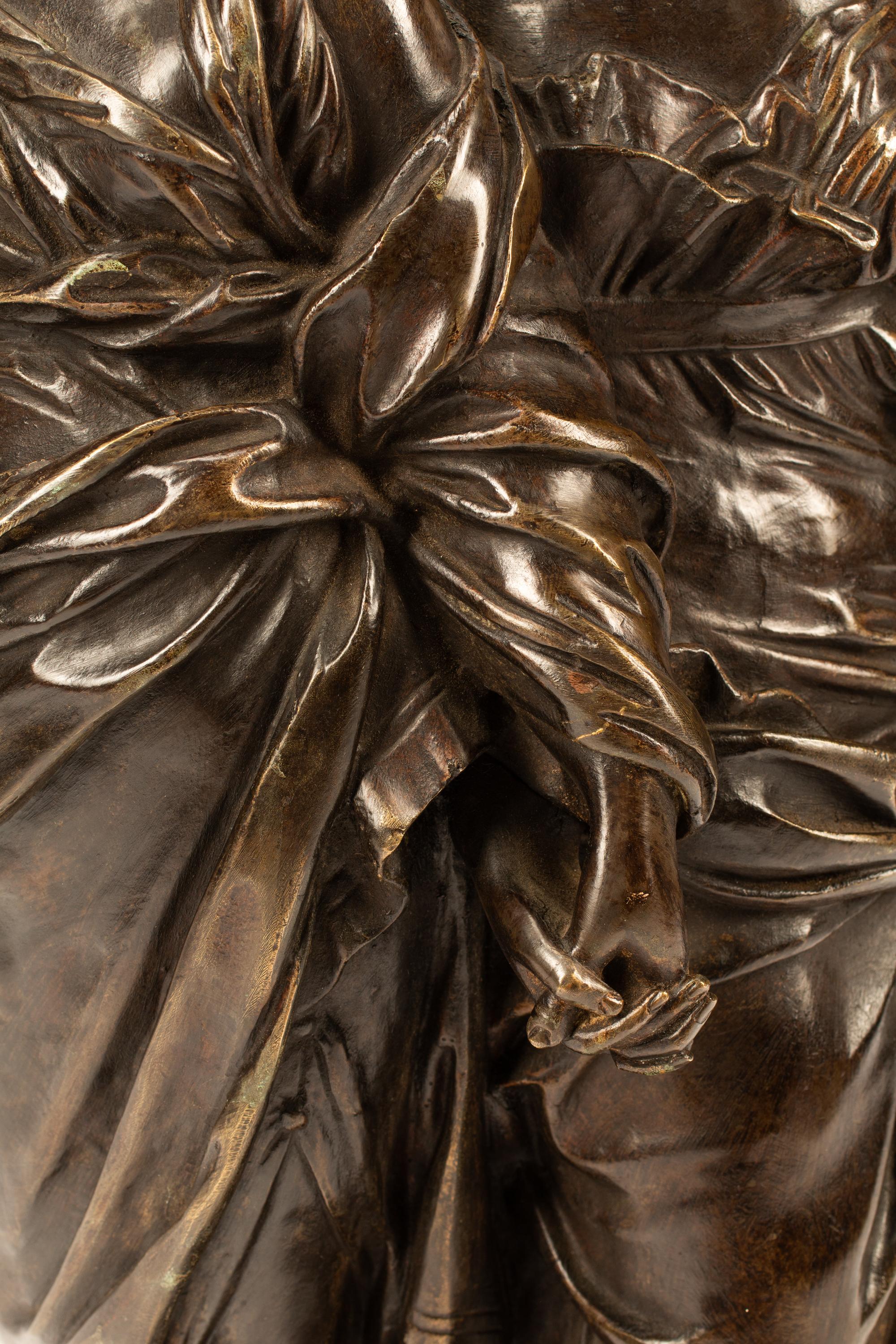 After Guillaume II Coustou (French, 19th Century) La Musique s'inspire de la Poesie bronze signed Coustou Height 30 inches.