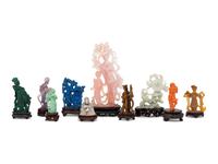 10 Chinese Hardstone Figural Carvings
