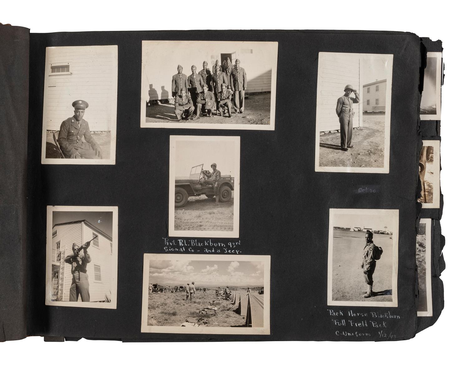 [AFRICAN AMERICANA]. Photographic archive related to Sgt. Robert L. Blackburn, 93rd Signal Company, 93rd Infantry Division, of Cleveland, Ohio.