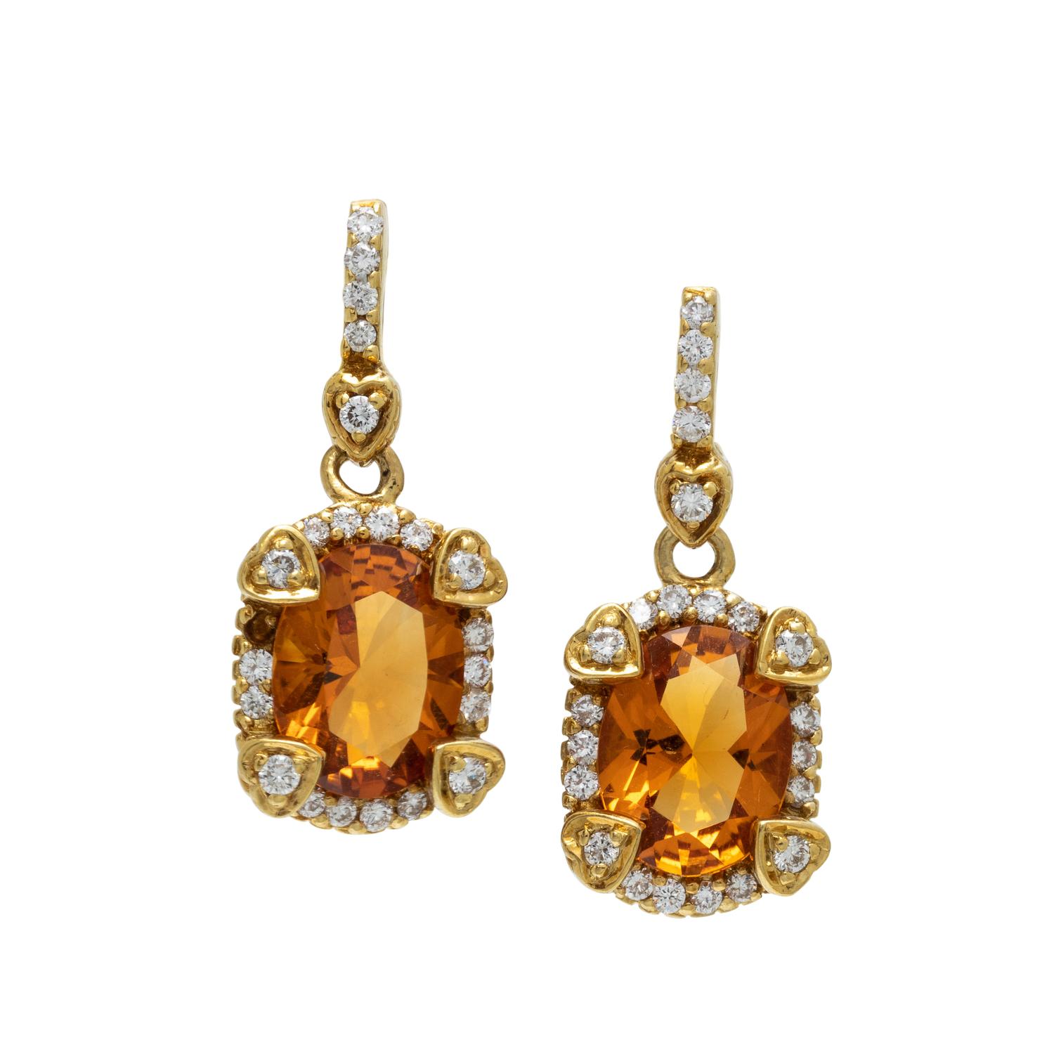 JUDITH RIPKA, CITRINE AND DIAMOND EARRINGS