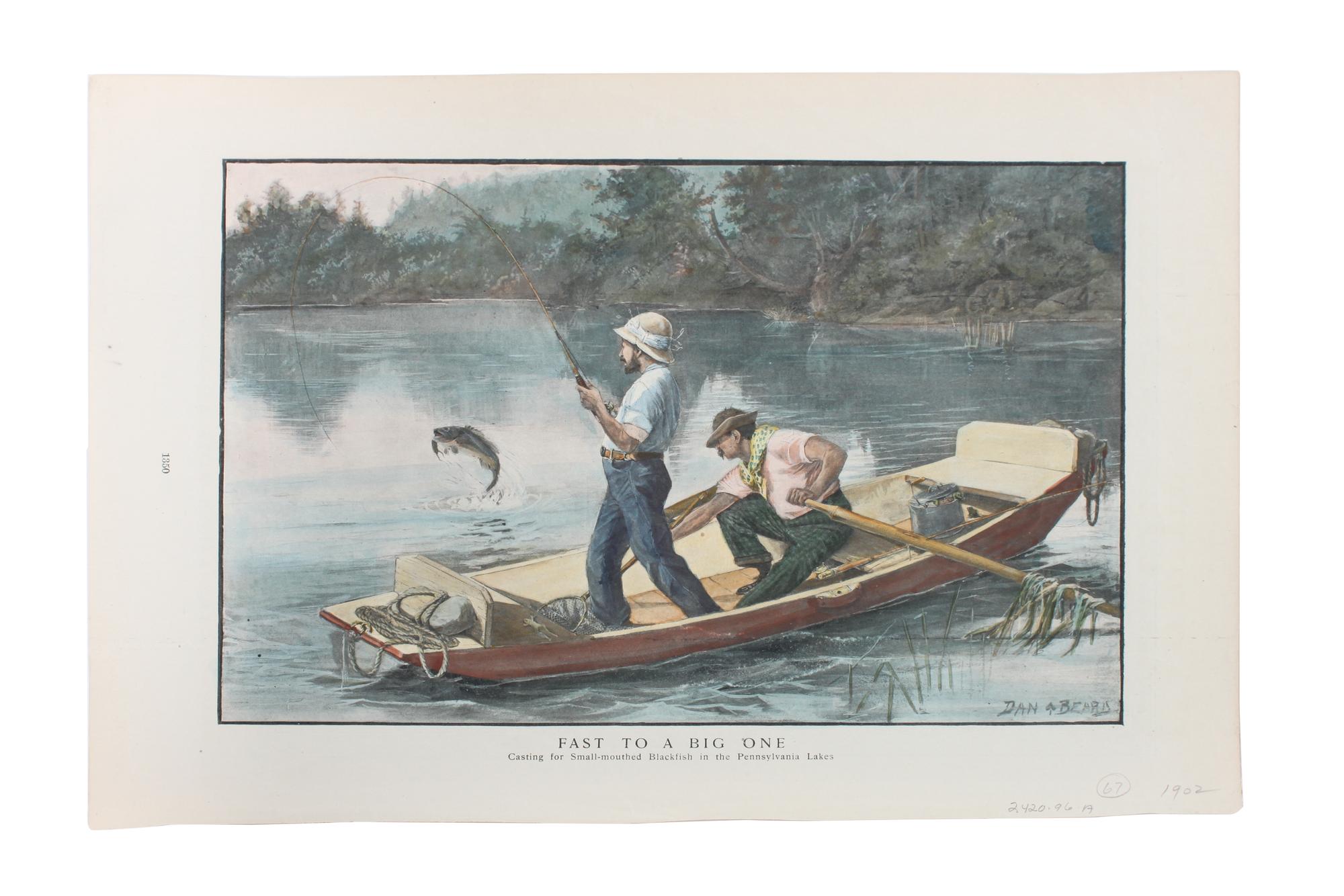 Six Hand Colored Fishing Prints Height 15 x width 10 inches (largest) — LATE 19TH/EARLY 20TH CENTURY