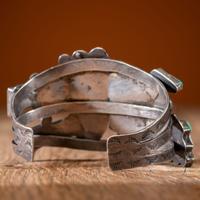 Zuni Silver Cuff Bracelet, with Mosaic Inlay Rainbow Man