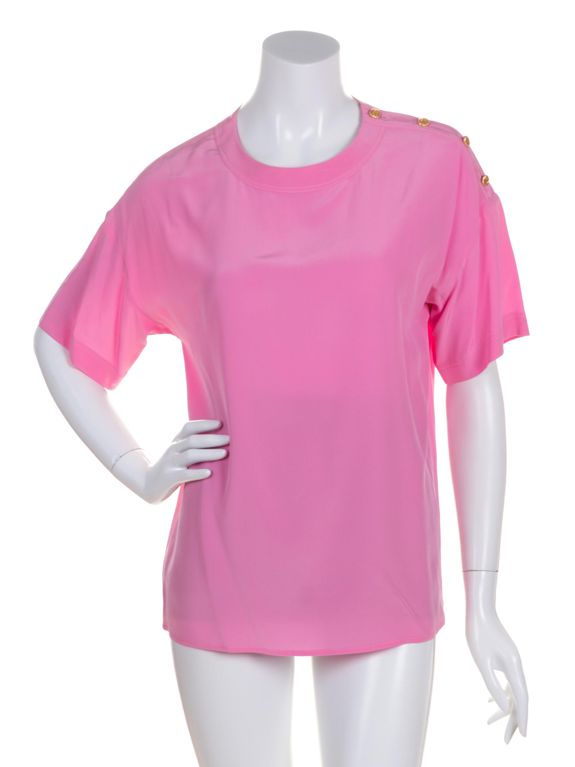 A Pair of Chanel Silk Short Sleeve Blouses,