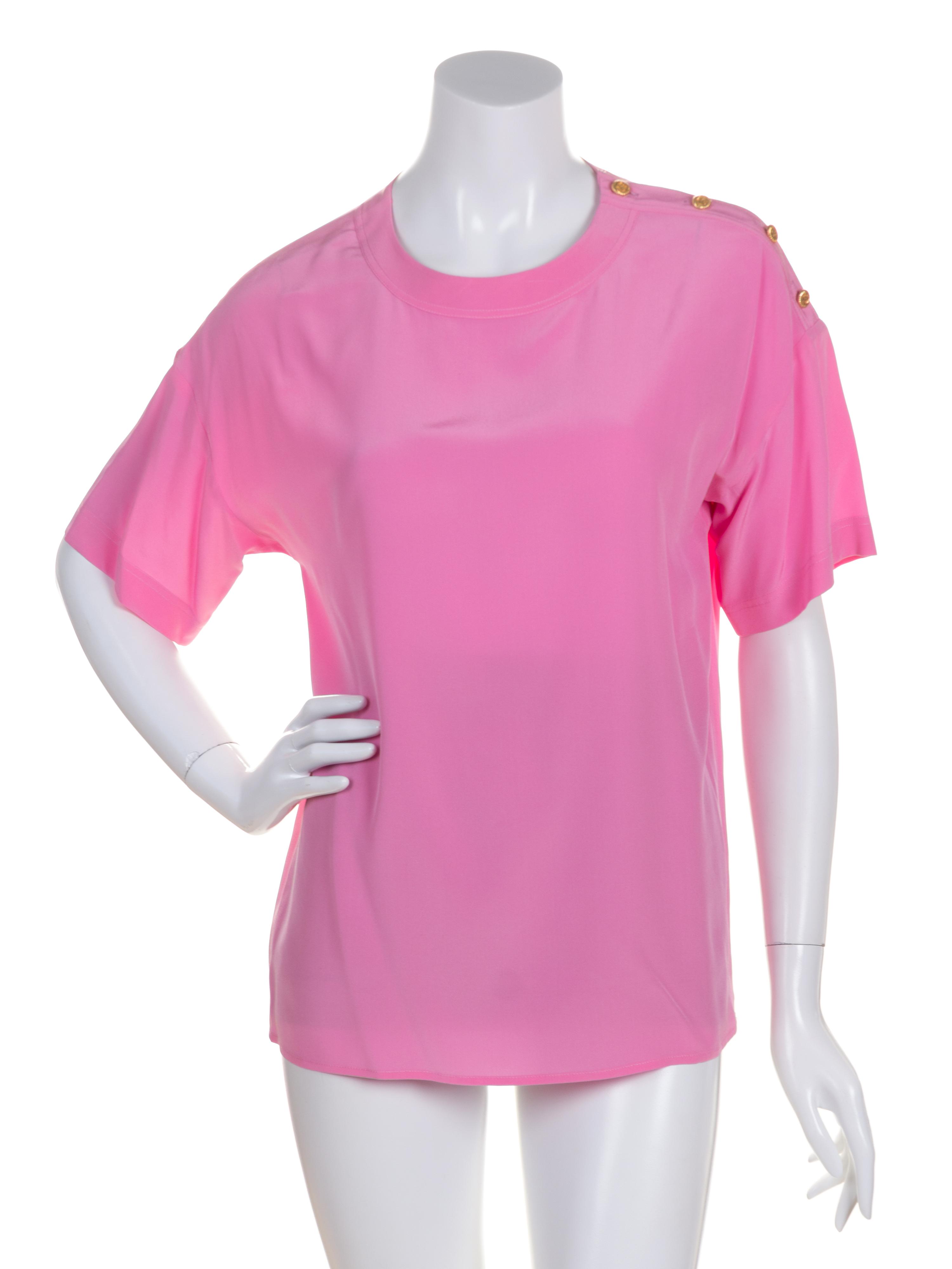 A Pair of Chanel Silk Short Sleeve Blouses,