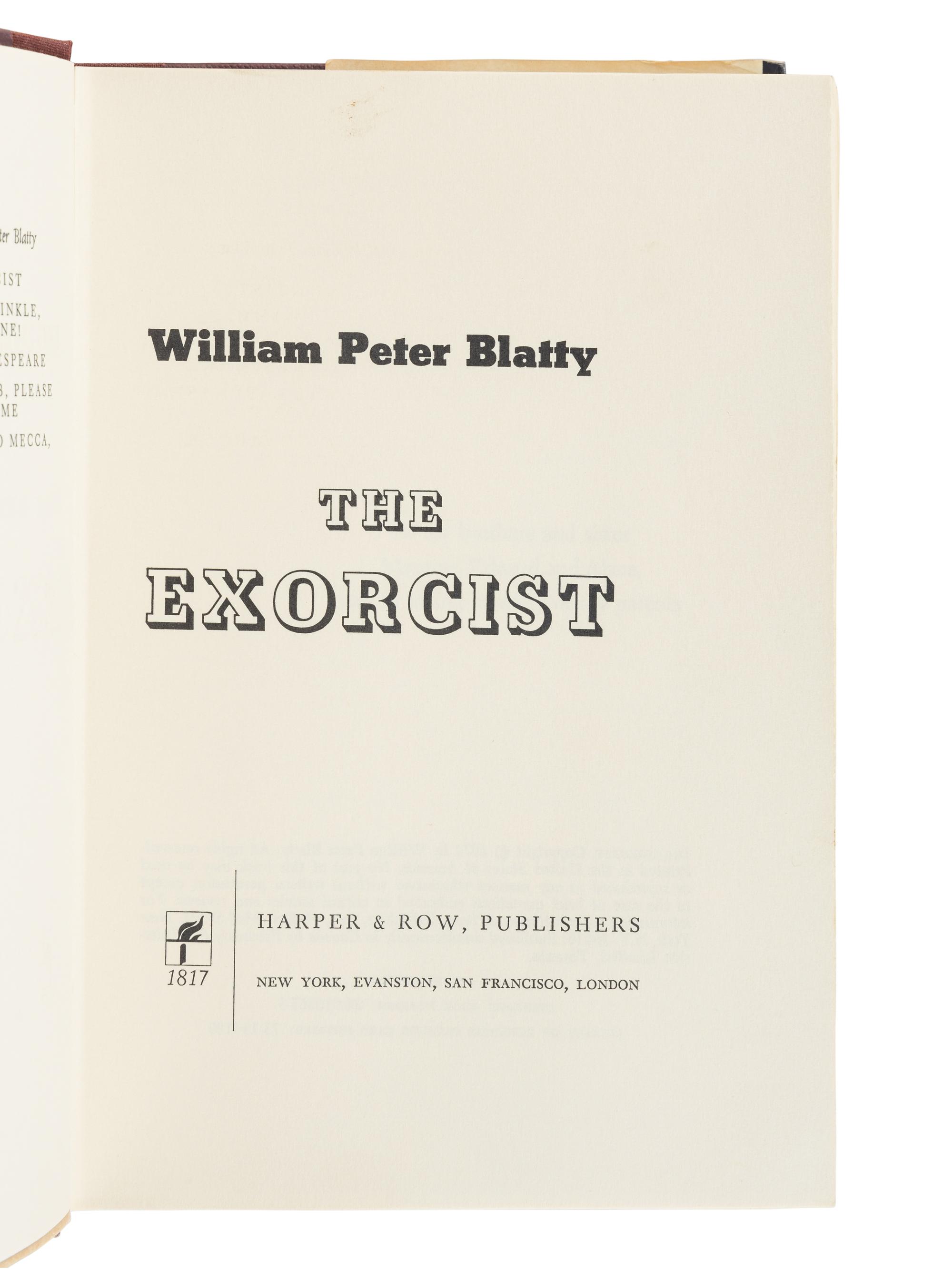 BLATTY, William Peter (1928-2017). The Exorcist. New York: Harper & Row, 1971.