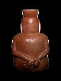 A Large Moche Terracotta Vessel Depicting a Bound Captive
