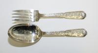 Two American Silver Serving Articles, Wood & Hughes, New York, NY, Late 19th century, in the Poppy pattern, comprising a cold meat fork