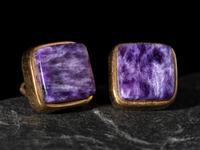14K Gold and Charoite Post Earrings