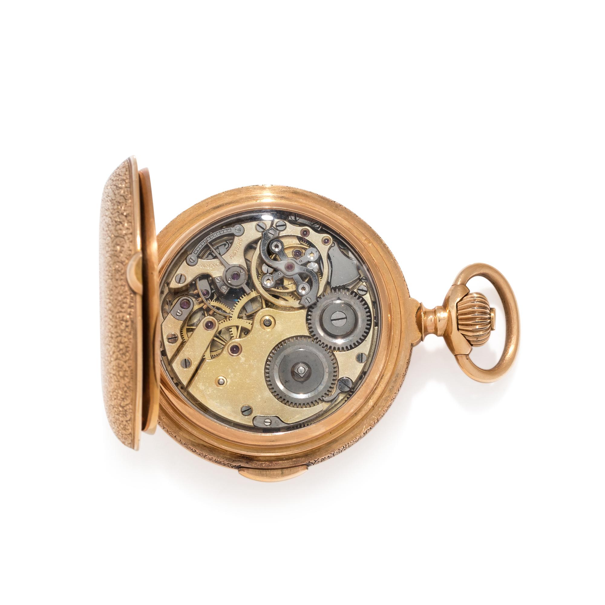 LOUIS AUDEMARS, 18K YELLOW GOLD MINUTE REPEATER HUNTER CASE POCKET WATCH