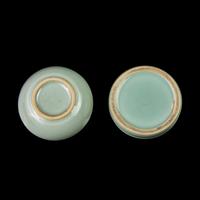 A Japanese Celadon-Glazed Double Gourd Vase, Seifu Yohei III, and Two Kogo, Suwa Sozan