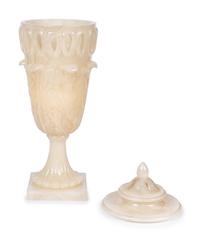 A Baroque Style Glass Covered Urn Mounted as a Lamp