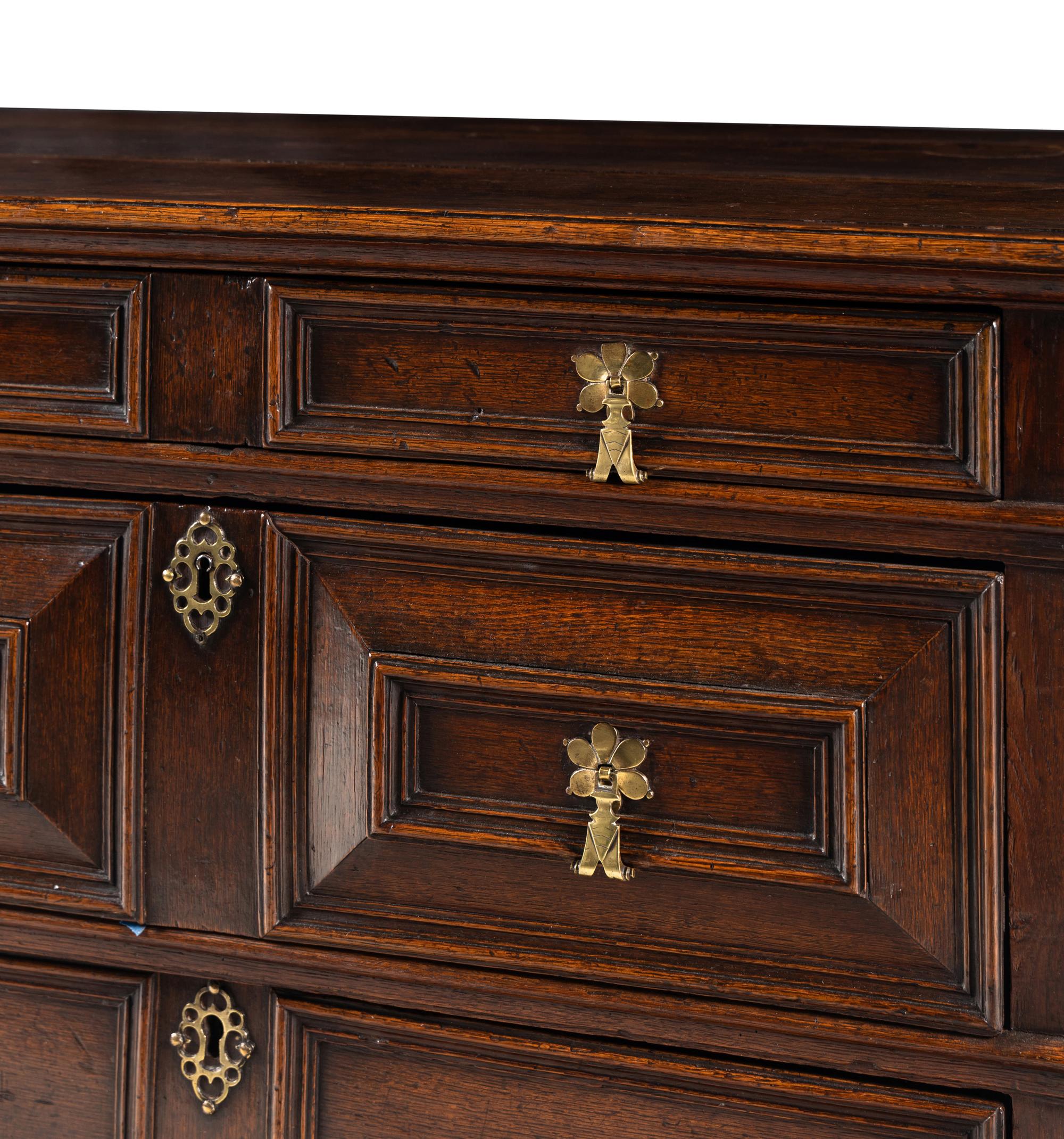 A William and Mary Oak Chest of Drawers