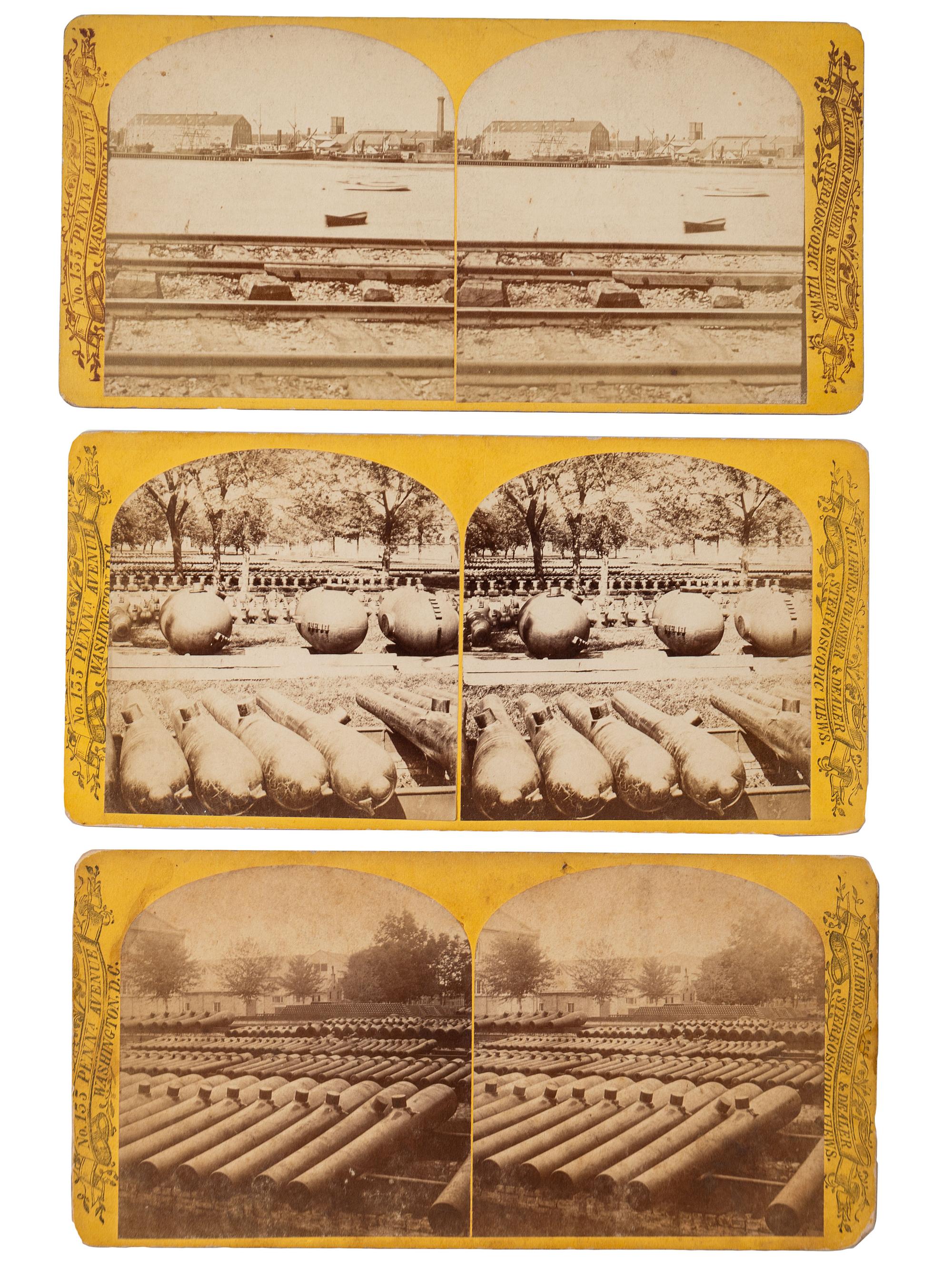[CIVIL WAR]. A group of over 50 stereoviews, highlighted by images of the Grand Review, and the US Arsenal and Navy Yard, Washington, DC, incl. cannon.