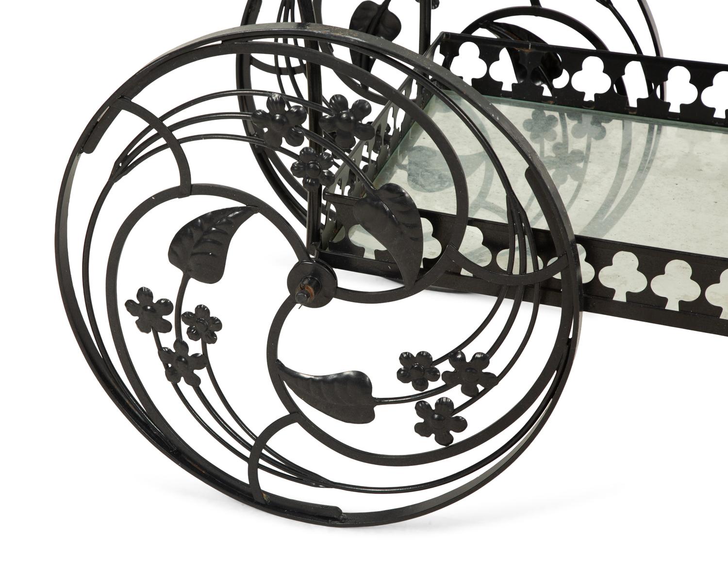 A Salterini Palm Springs Pattern Iron Bar Cart