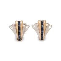 TIFFANY & CO., STERLING SILVER, YELLOW GOLD AND SAPPHIRE EARCLIPS