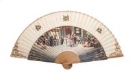 A Continental Hand Painted Ladies Folding Fan Length 9 1/4 inches. — 19TH CENTURY