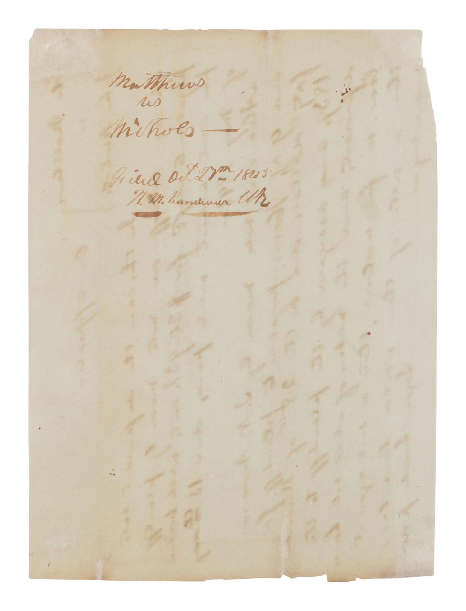 LINCOLN, Abraham (1809-1865). Autograph legal document signed ("Logan and Lincoln"), [Christian County, Ill.], 15 May 184[5].