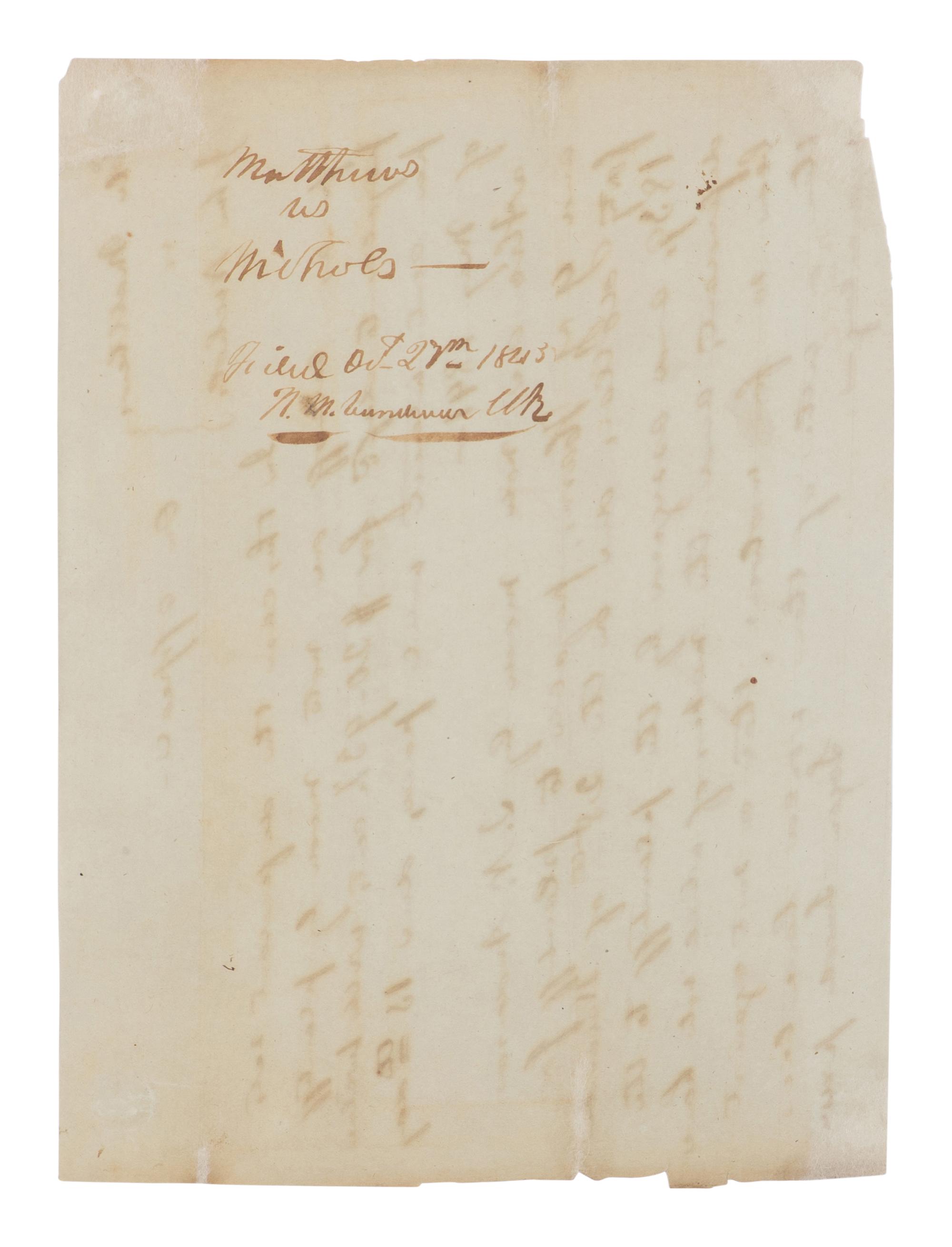 LINCOLN, Abraham (1809-1865). Autograph legal document signed ("Logan and Lincoln"), [Christian County, Ill.], 15 May 184[5].