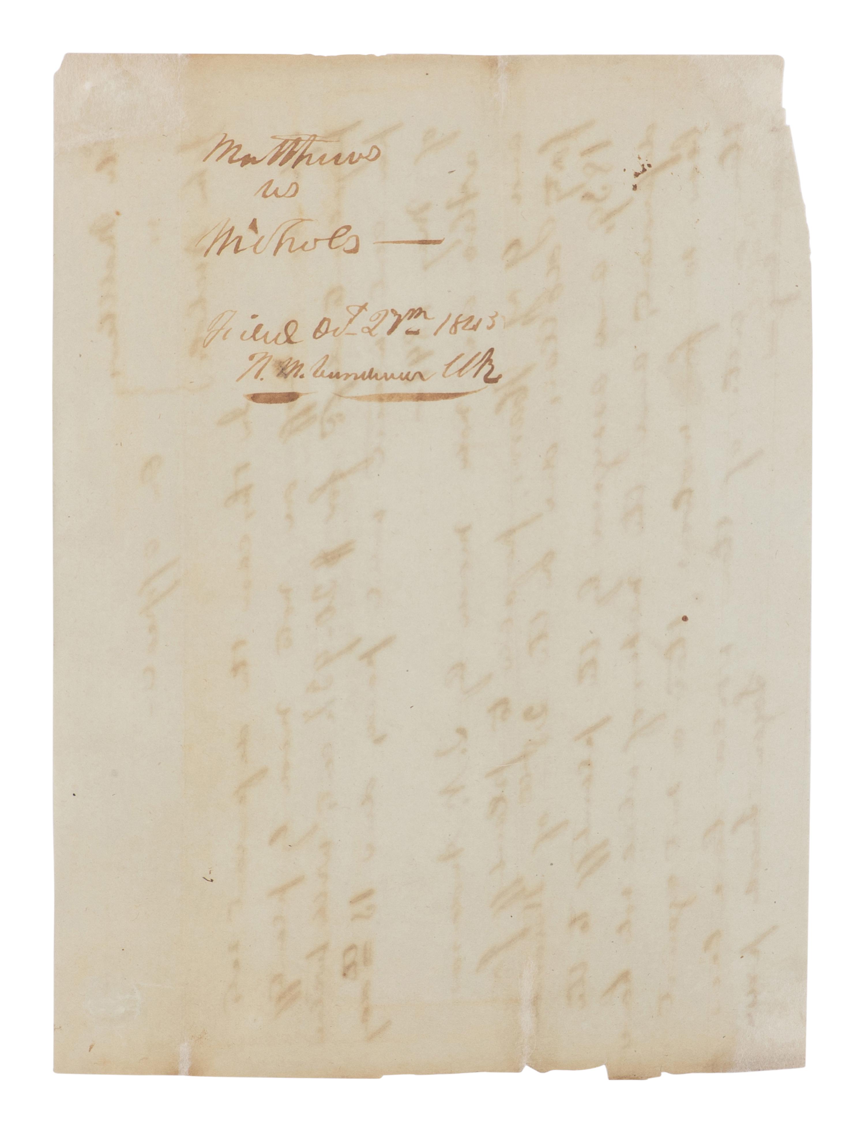 LINCOLN, Abraham (1809-1865). Autograph legal document signed ("Logan and Lincoln"), [Christian County, Ill.], 15 May 184[5].