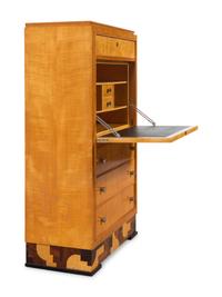 A French Art Deco Sycamore and Parcel Ebonized Secrétaire à Abattant
