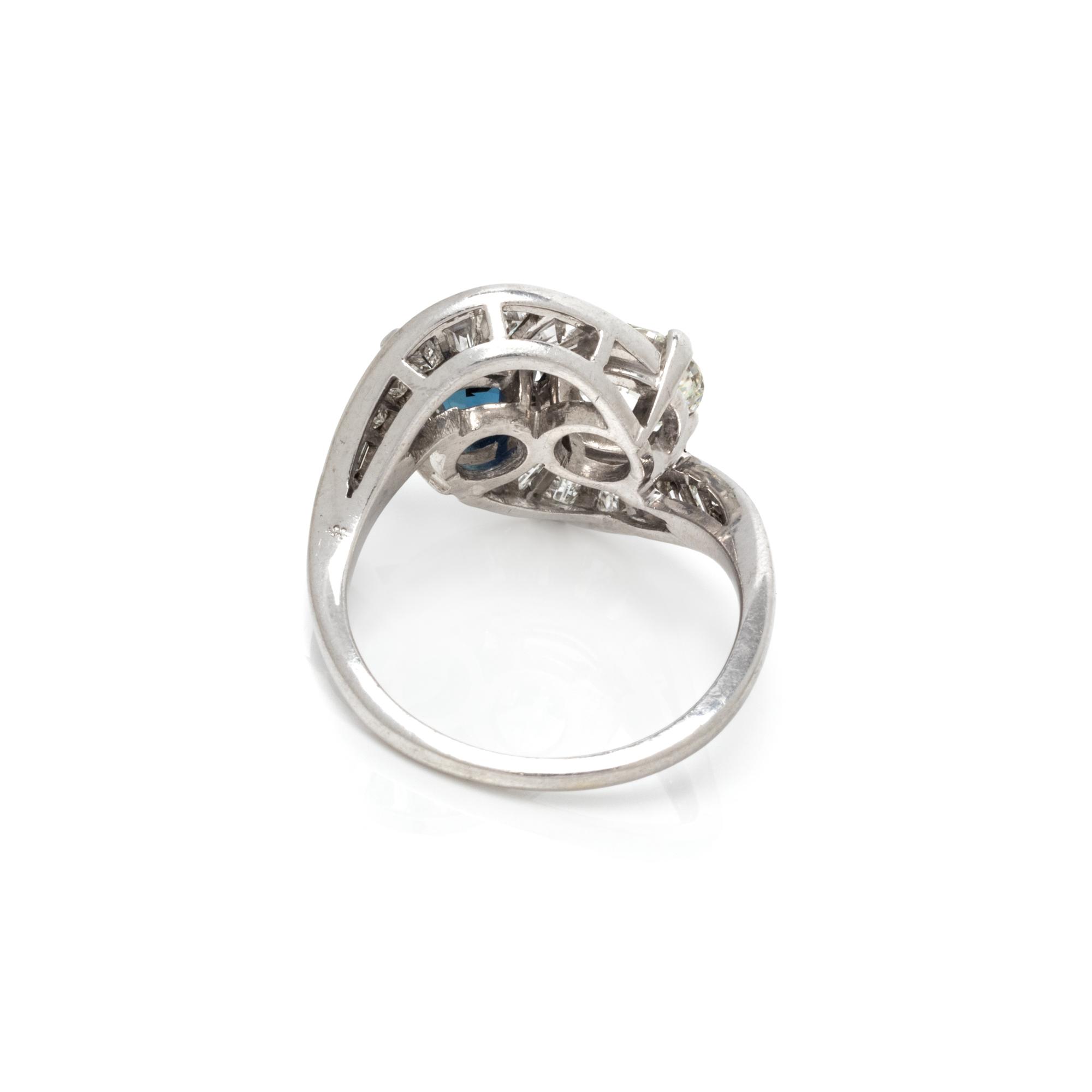 SAPPHIRE AND DIAMOND 'TOI ET MOI' RING