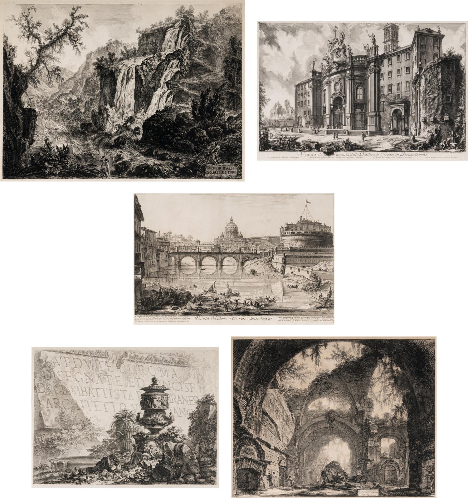Giovanni Battista Piranesi (Italian, 1720–1778) Five Plates from Vedute di Roma