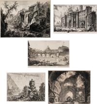 Giovanni Battista Piranesi (Italian, 1720–1778) Five Plates from Vedute di Roma