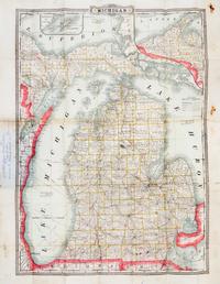 (MAP, RAILROADS) Cram's Township and Rail Road Map ofMichigan. Chicago, c. 1890.