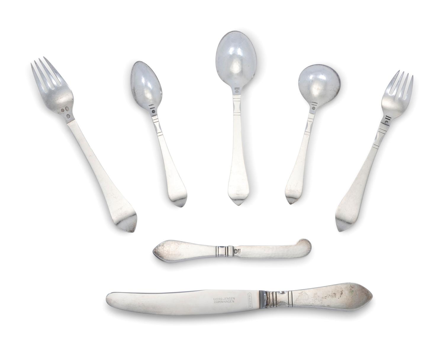 A Georg Jensen Continental Silver Flatware Service