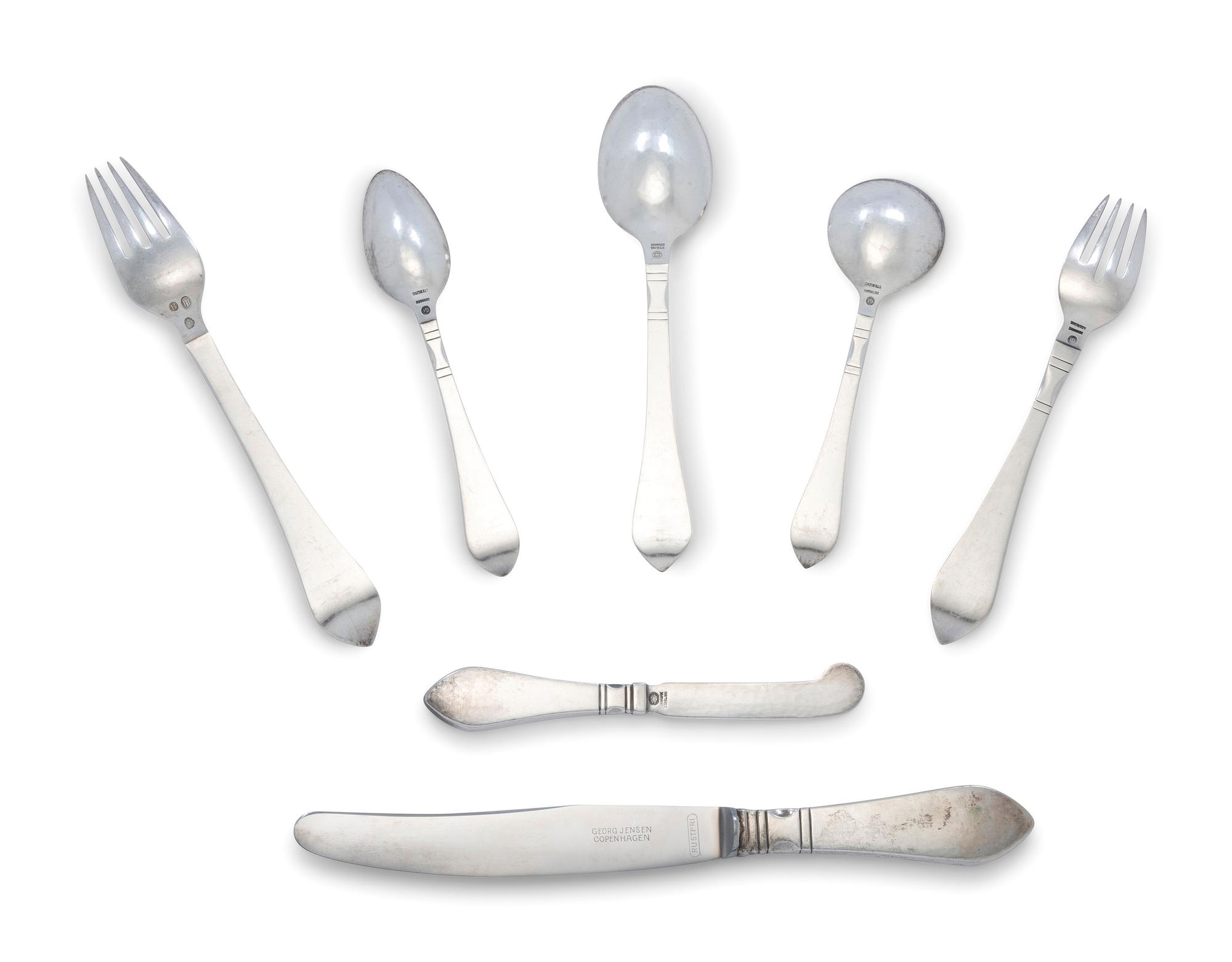 A Georg Jensen Continental Silver Flatware Service