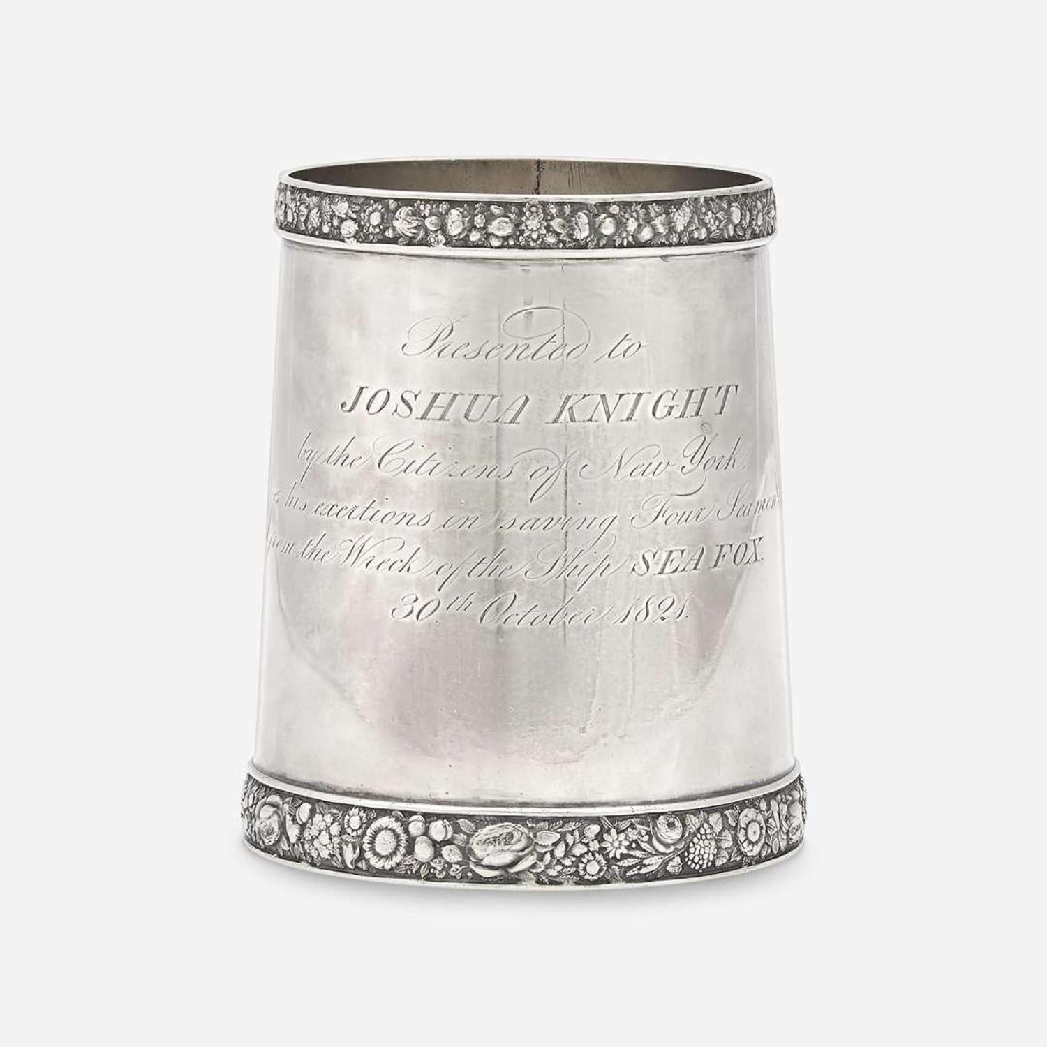 A silver presentation cann John W. Forbes (1781-1864), New York, NY, dated "1821"